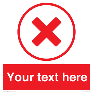 Custom red background, red cross in circle sign